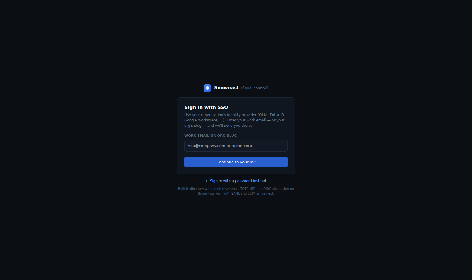 The sign-in screen with the Sign in with SSO option